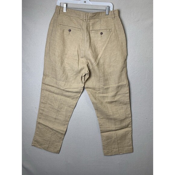 Orvis Pants Mens 34x29 Beige 100% Linen Baggy Straight Leg Lightweight Vacation - Picture 2 of 8